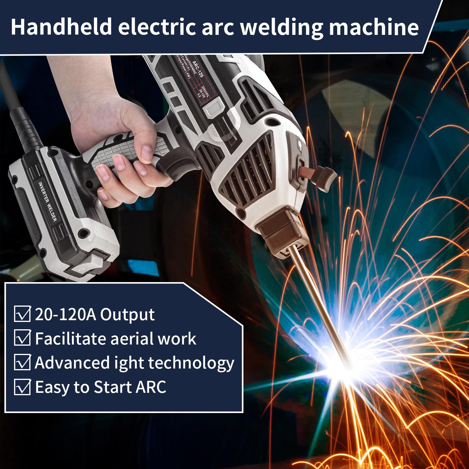 110V Welding Machine Handheld, 110V Portable Stick Welder 20pcs Rods, IGBT HandHeld Welder Machine with Hot Start Arc Force Anti-stick ARC Welder Gun, 6 Variable Current Adjustment