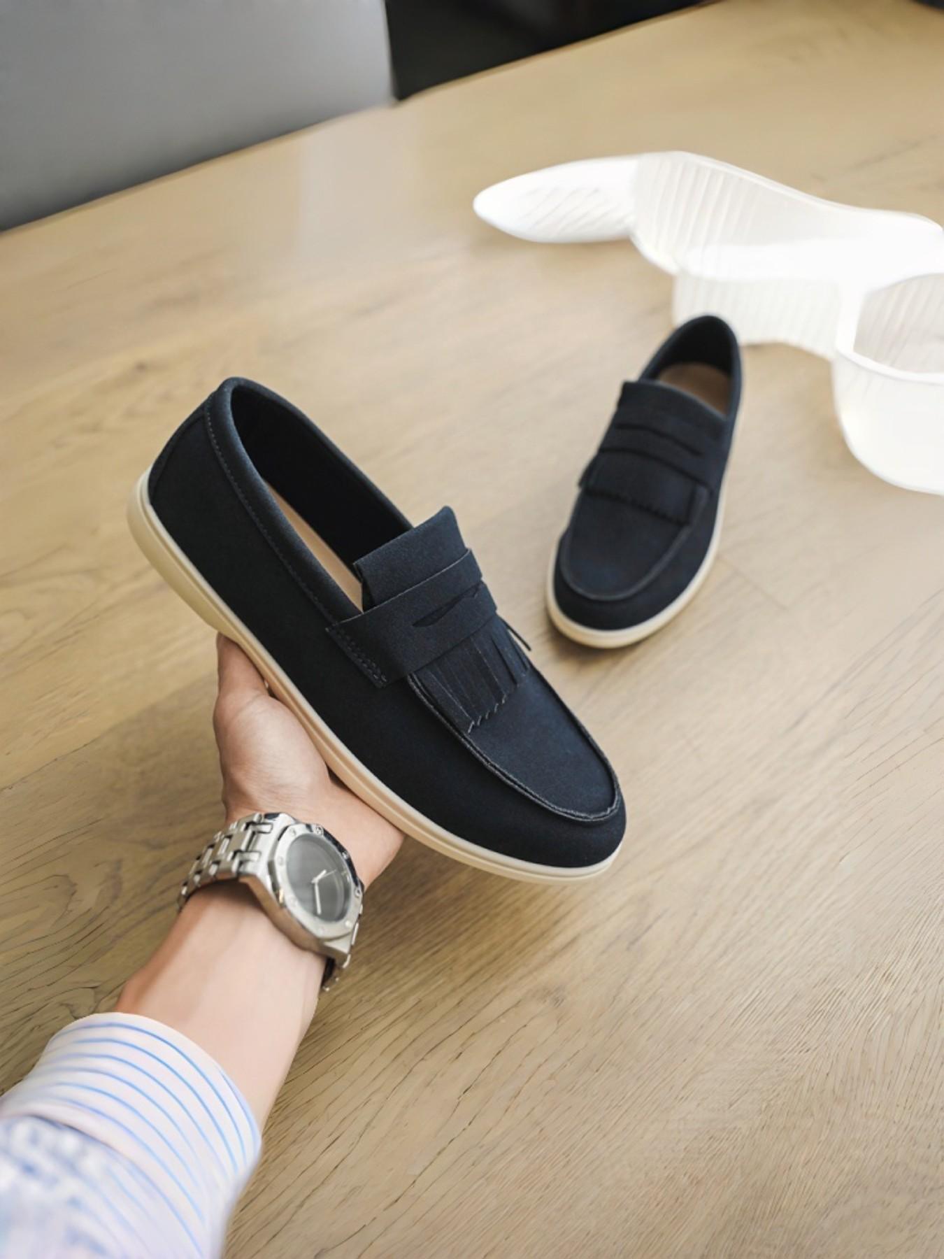 Men's British Style Soft Leather Casual Shoes, Business & Daily Wear, Hand-Stitched, Comfortable Foot Feel, Ideal for Everyday Use