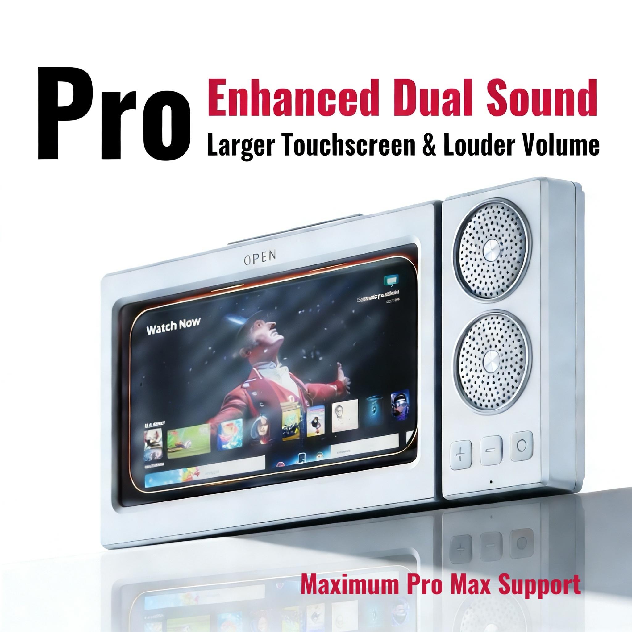 Waterproof box speaker, bathroom waterproof 360 ° rotating touch screen, Bluetooth speaker, watch movies, listen to music, phone holder Bluetooth speaker audio shower TV holder, swimming pool, kitchen, bathroom, sink