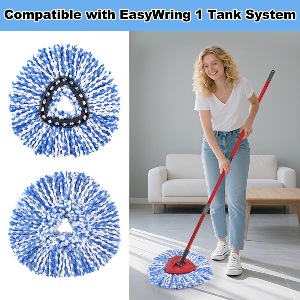 1/2/3pcs Microfiber Spin Mop Replacement Heads, Spin Mop Refill, Compatible with Vileda/o-Cedar Easywring 1 Tank System, Easy Installation, High Efficiency Cleaning, Kitchen Bathroom Cleaning Accessories