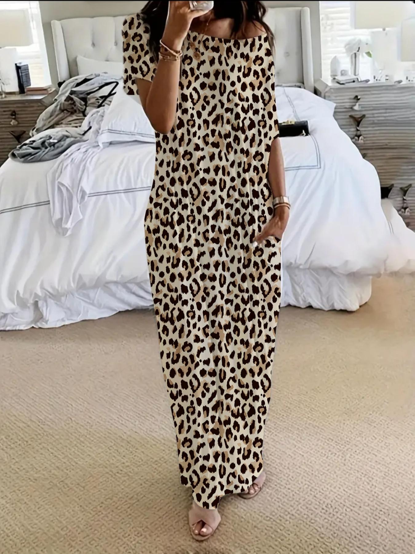 Women's Basic Solid Color Batwing Sleeve Loungewear Dress, Casual Comfy Short Sleeve Nightdress for Daily Wear, Ladies Sleepwear for All Seasons Women's Basic Solid Color Batwing Sleeve Loungewear Dress, Casual Comfy Short Sleeve Nightdress for Daily Wear, Ladies Sleepwear for All Seasons
