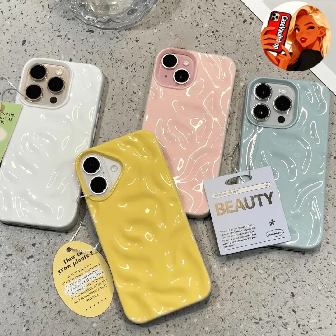 Dopamine-colored phone case with an Instagram-style design, featuring a 3D textured pattern for a unique tactile experience. Compatible with iPhone 17 Pro Max, 16 Plus, 15, 14, 13, 12, and 11. Made of soft silicone material, shockproof and drop-resistant.