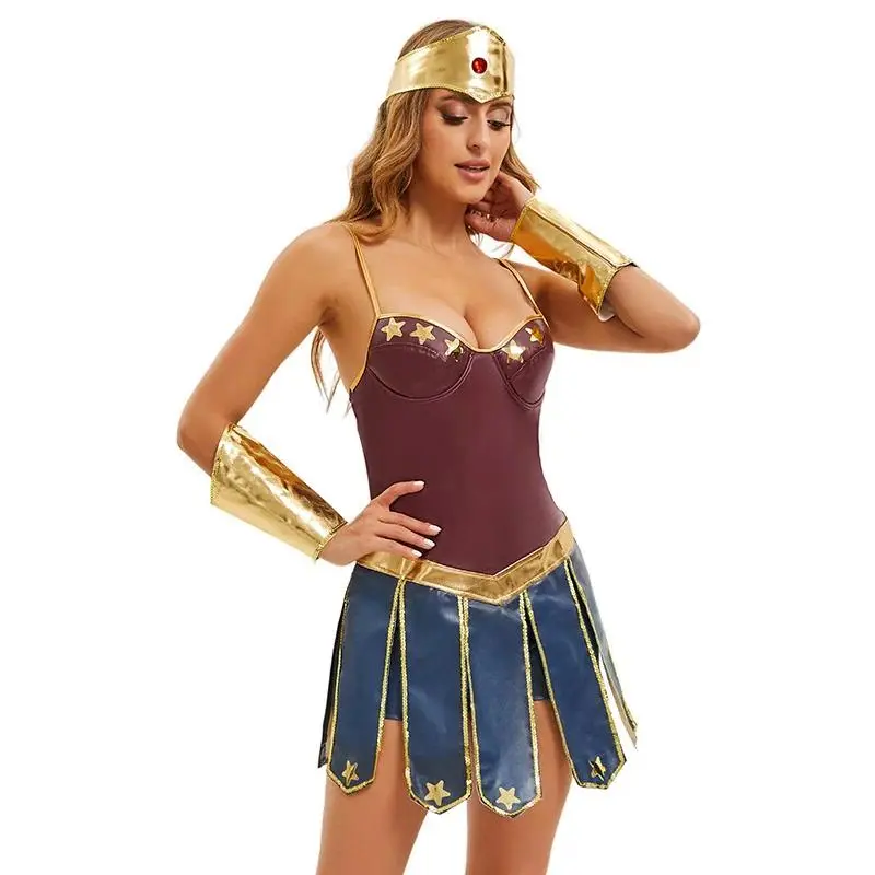 Halloween Superhero Costume Dress for Women Cosplay Costumes Stage Perfomance Costume Sexy Clothing Leather Fancy Anime Dress