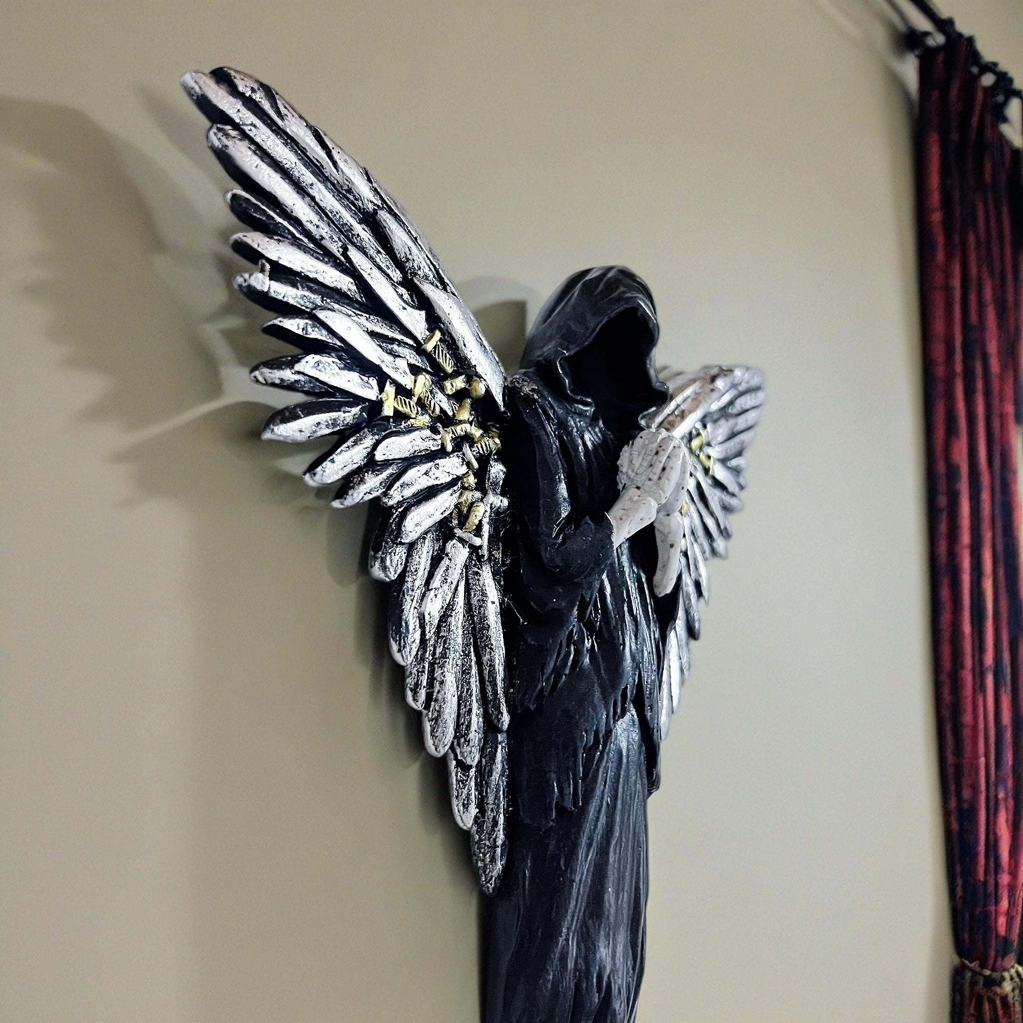 Resin Angel Statue Wall Hanging Decor, Wall Mounted Decor, Unique Home Living Room Bedroom Decoration, Perfect Creative Gift Idea, Elegant Resin Artwork, Wall Ornaments, Aesthetic Design, Decorative Wall Art