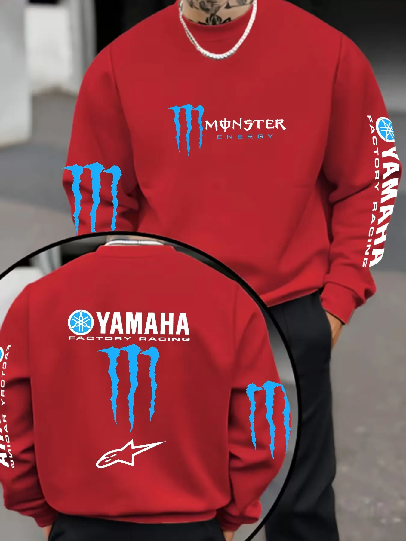 Men's Casual Sporty Crew Neck Sweatshirt, Hip-Hop Style, Comfortable Fashion, All-Season Long Sleeve, Dual-Sided Print, Perfect Gift