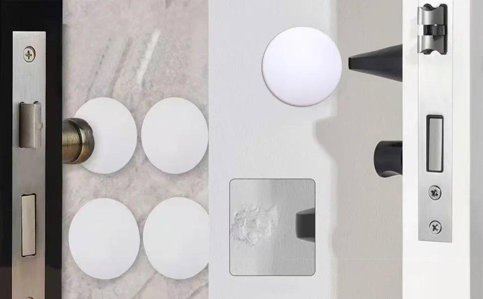 Door Stoppers (6 Pcs) Door Stops Wall Protector. 2" White Silicone Door Bumpers with Strong Thickened Adhesive of Rubber Knob, Round Wall Shield Cushion. Door Knob Wall Protector,Anti-Collision Pad