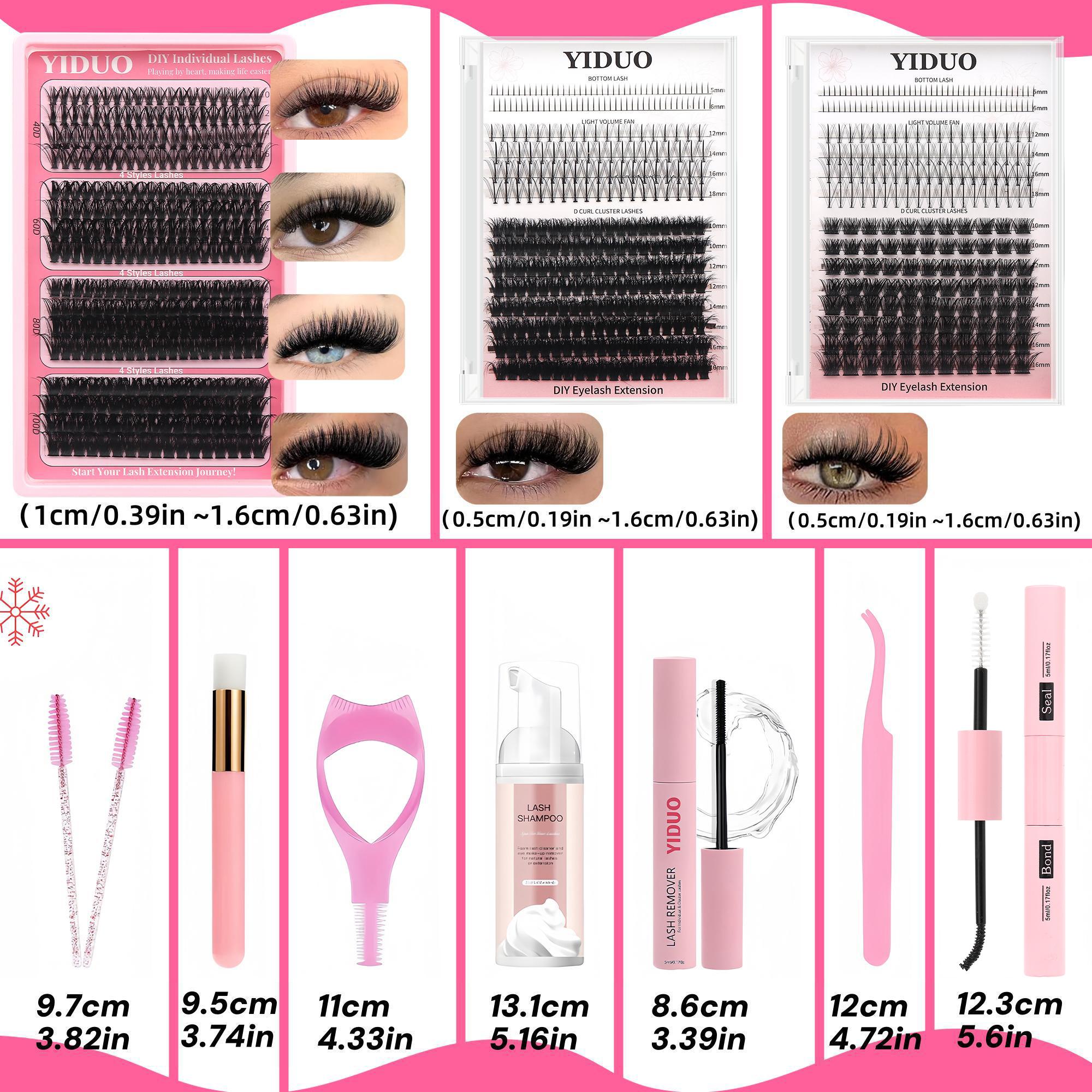 Mixed Length Individual False Eyelashes Kit, Lash Set, Natural-Look DIY Lash Clusters with Bond, Seal, Remover, Tweezers, Brush, and Headbands #GLOBAL PICKS