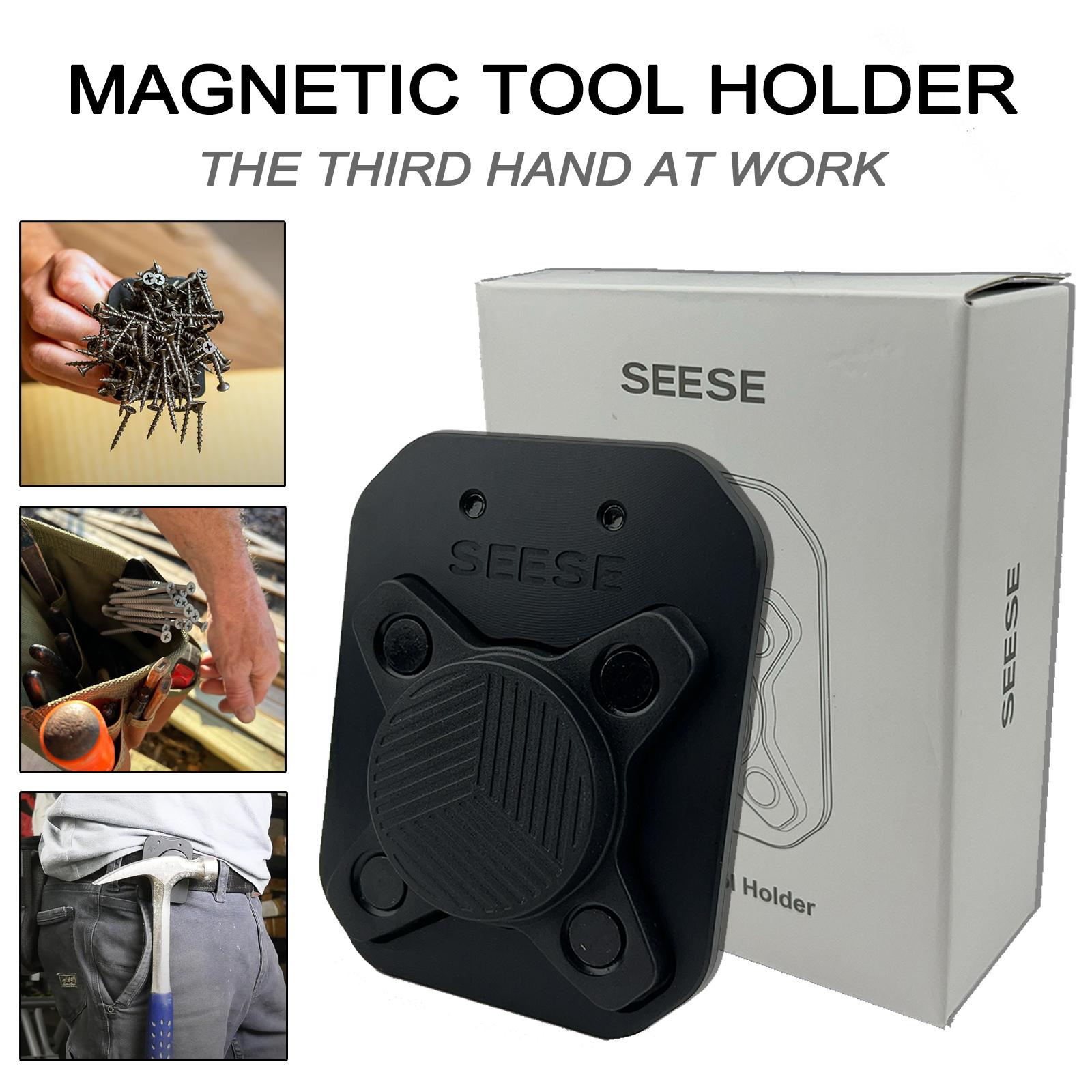 SEESE Magnetic Tool Holder - Belt Clip Magnet for Easily Holding Screws, Nails, Hammers, Sockets, Pliers, Screwdrivers, Trowels, Drill Bits& More,Holiday gifts