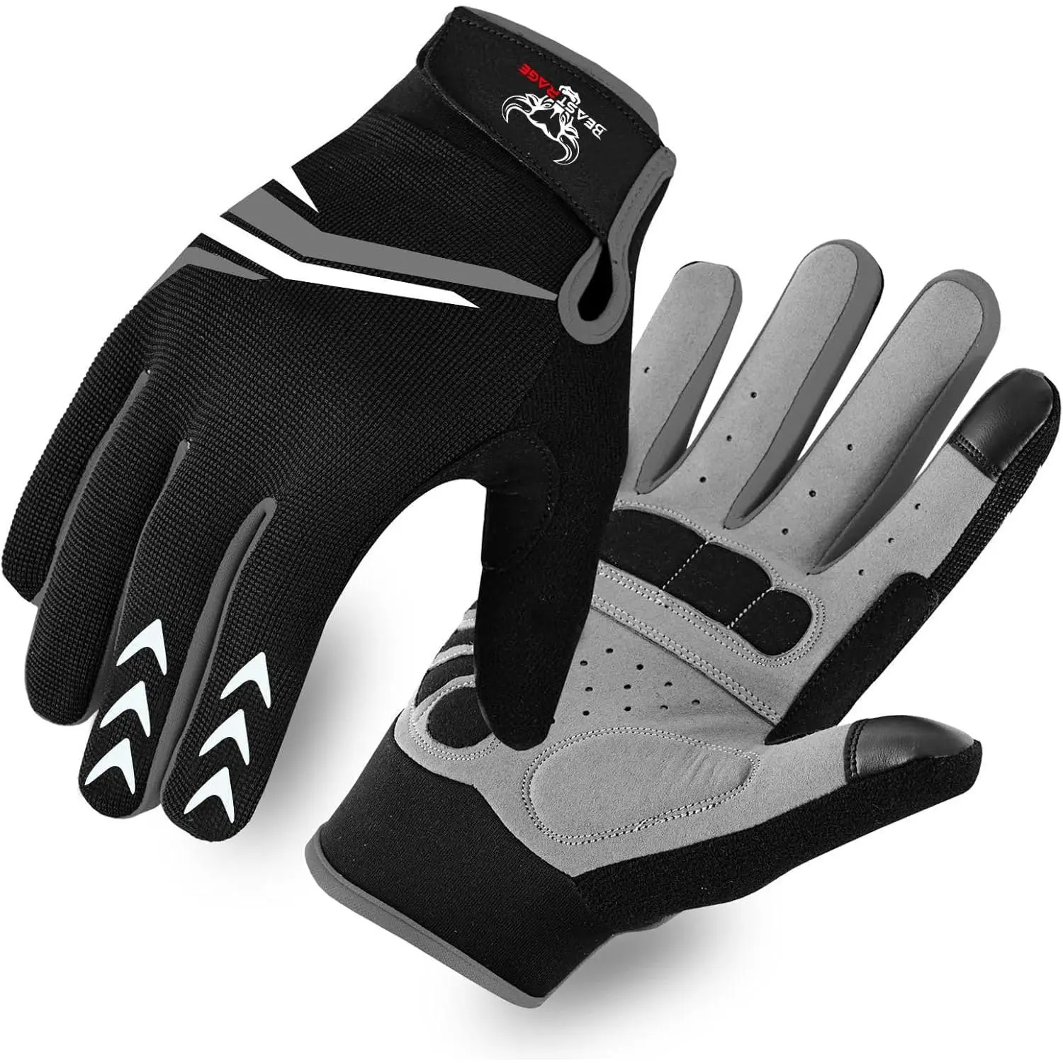 Sports Full Finger Cycling Gloves with Padding for Men and Women, Anti-Slip, Shock Absorbing, Breathable, Touchscreen Mountain Bike Gloves for BMX, MTB Riding, Road Racing, Bicycle