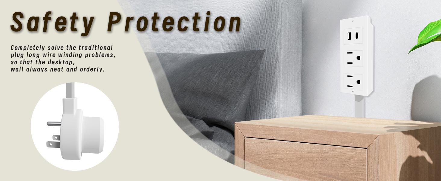 Power Socket Expander  Rotatable 180° Electrical Outlet Extender  Access Hard-to-Reach Outlets  Features USB-A  USB-C and 2 AC outlets  Extends 22" - 34"  Suitable for Sofa  Nightstand  Desk