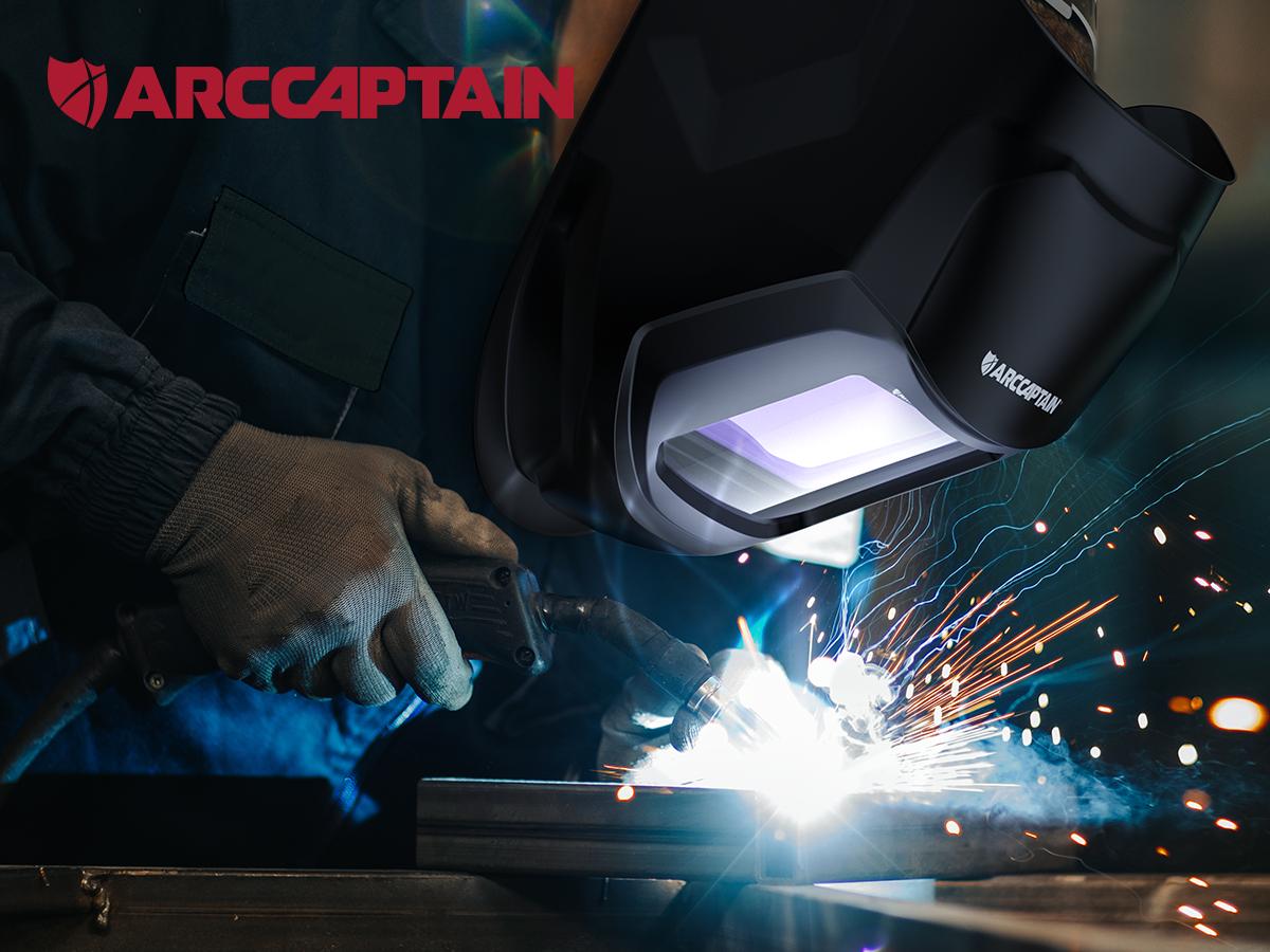 ARCCAPTAIN Auto Darkening Welding Helmet with 4 Arc Sensors, True Color Viewing Screen, DIN4-16 Protection, Clear Welding Lens , Solar Powered, Lightweight & Comfortable Welding Mask for Men/Dad - Welding Helmet, Gift Idea