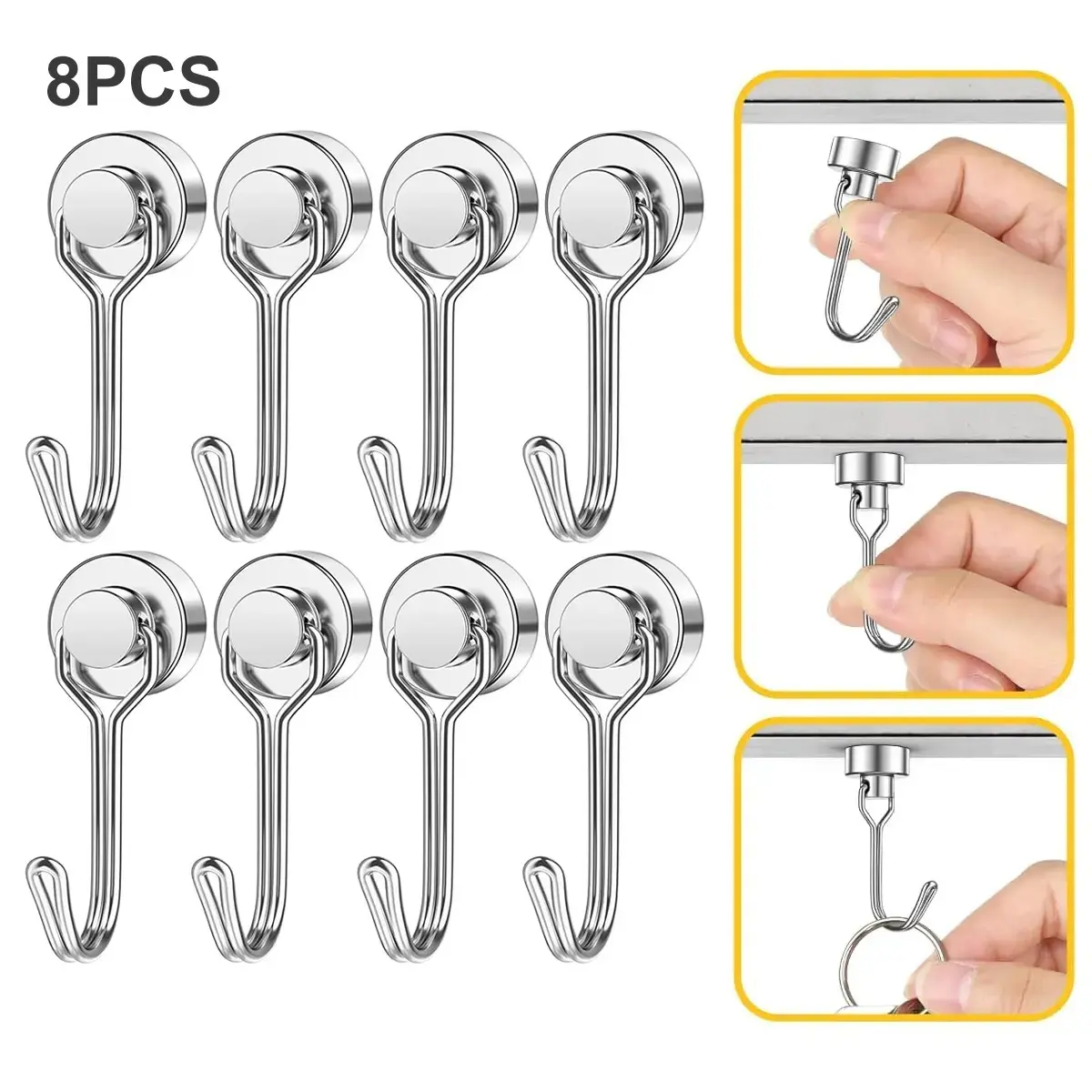 8 Pack Heavy-Duty Removable Metal Magnetic Hooks (30lbs Rating) - Convenient Hanging Hooks for Cruise Cabins, Refrigerators & Home Users, Ideal for Party Decor, Wall Hanging & Gift Stuffers (Tools & Hardware Category),Day,birthday,festive,,new,ho,fes,xmas