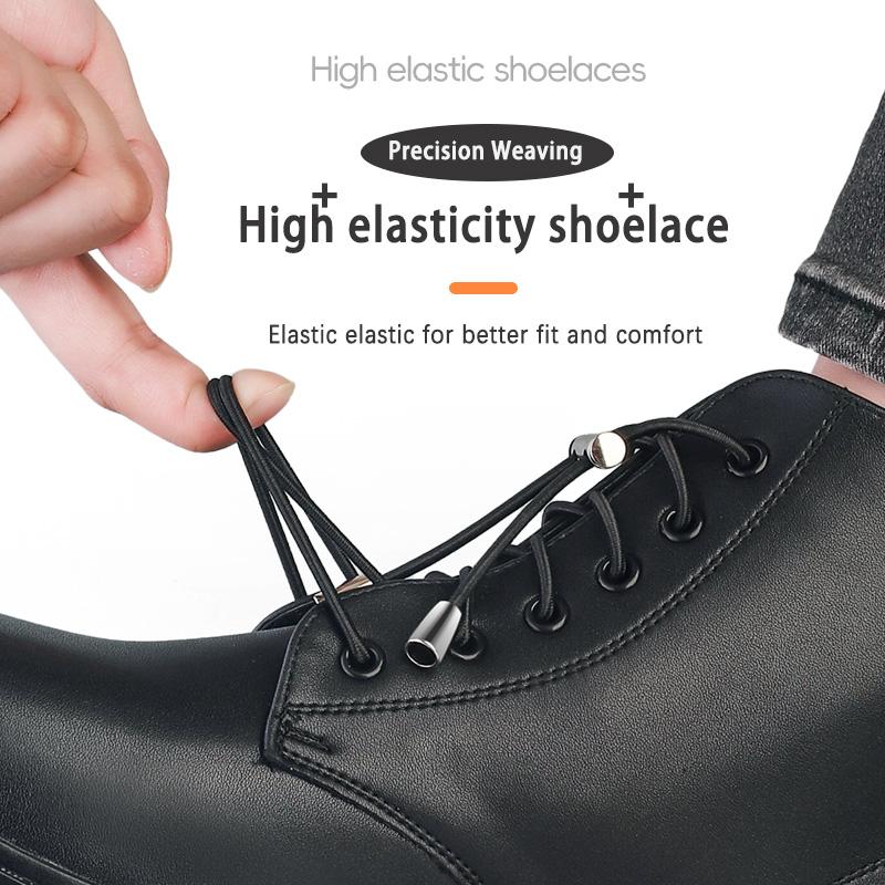 No Tie Shoelace, 1 Pair No Tie Shoelace Buckle, Elastic Round Press Metal Shoe Buckle, Shoe Accessories for Men & Women
