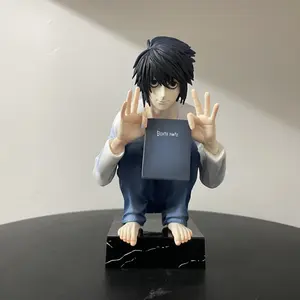 Death Note L Crouching Figure, Dual Head Design, Classic Detective Pose, Marble Base, Detailed Bare Feet, Must-Have Collectible