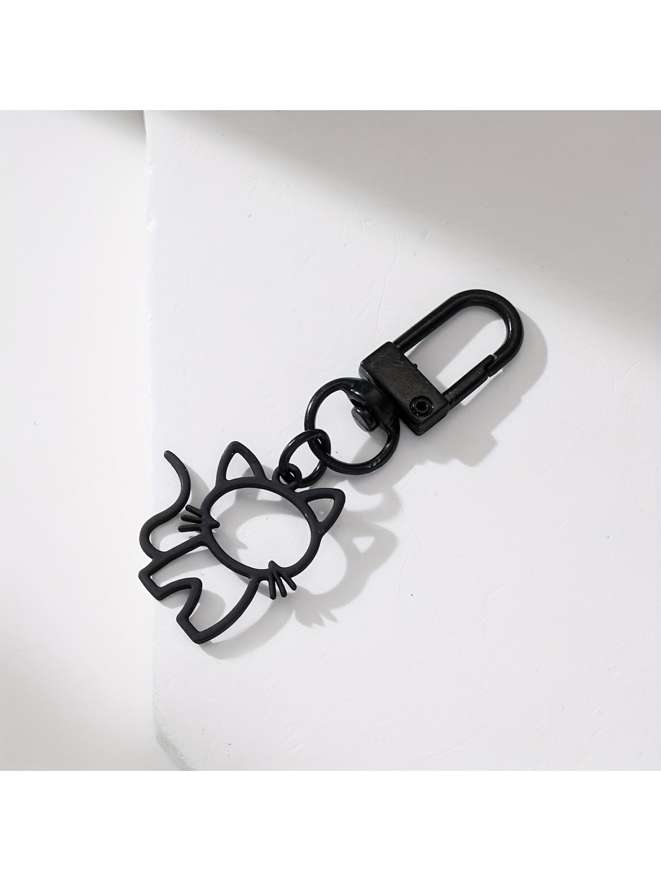 1pc Cute Cat Keychain with Hollow Design - Alloy Car Key & Backpack Charm, Colorful Cat Keyring for Valentine's Day Gift, Men's Fashion Accessory, Playful Key Holder | Quality Metal Ring Attachment, Cute Keychain