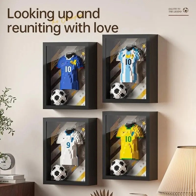 Football Event Building Kit, Elegant Sports Jersey and Trophy Model, High-End Handmade Sports Art Decor, Ideal for Collectors