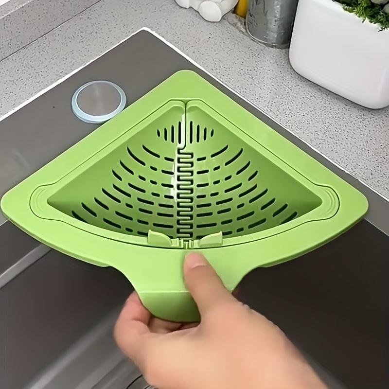 2 Counts Color Kitchen Filter Net Storage Triangular Draining Basket Random  Rack Strainer for Vegetable Fruit and Rice Residue.