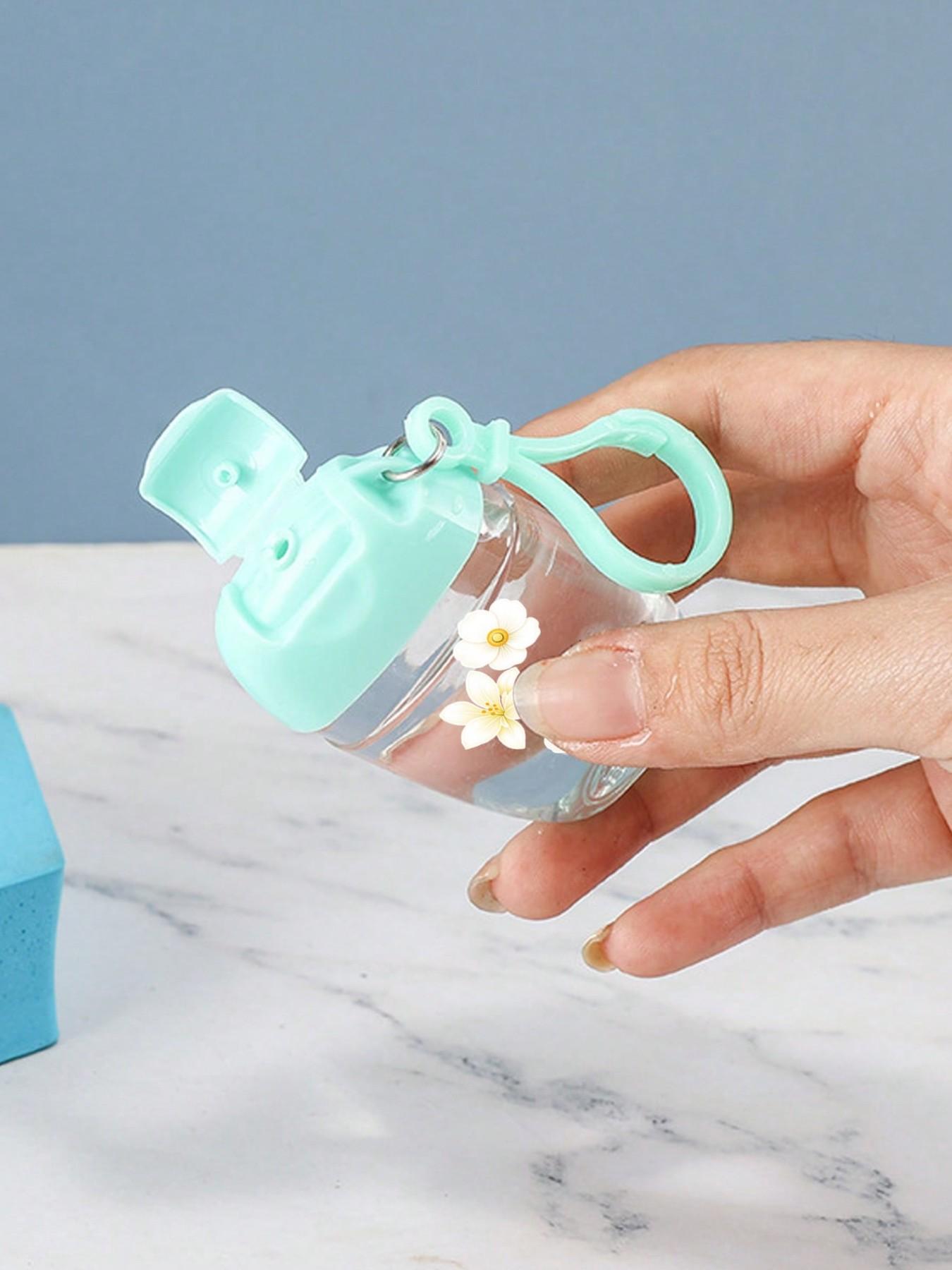 30ML Transparent Travel Bottle with Floral Pattern, Hand Sanitizer Dispenser, Portable Hook, Multi-Use Cosmetic Container, Ideal for Travel