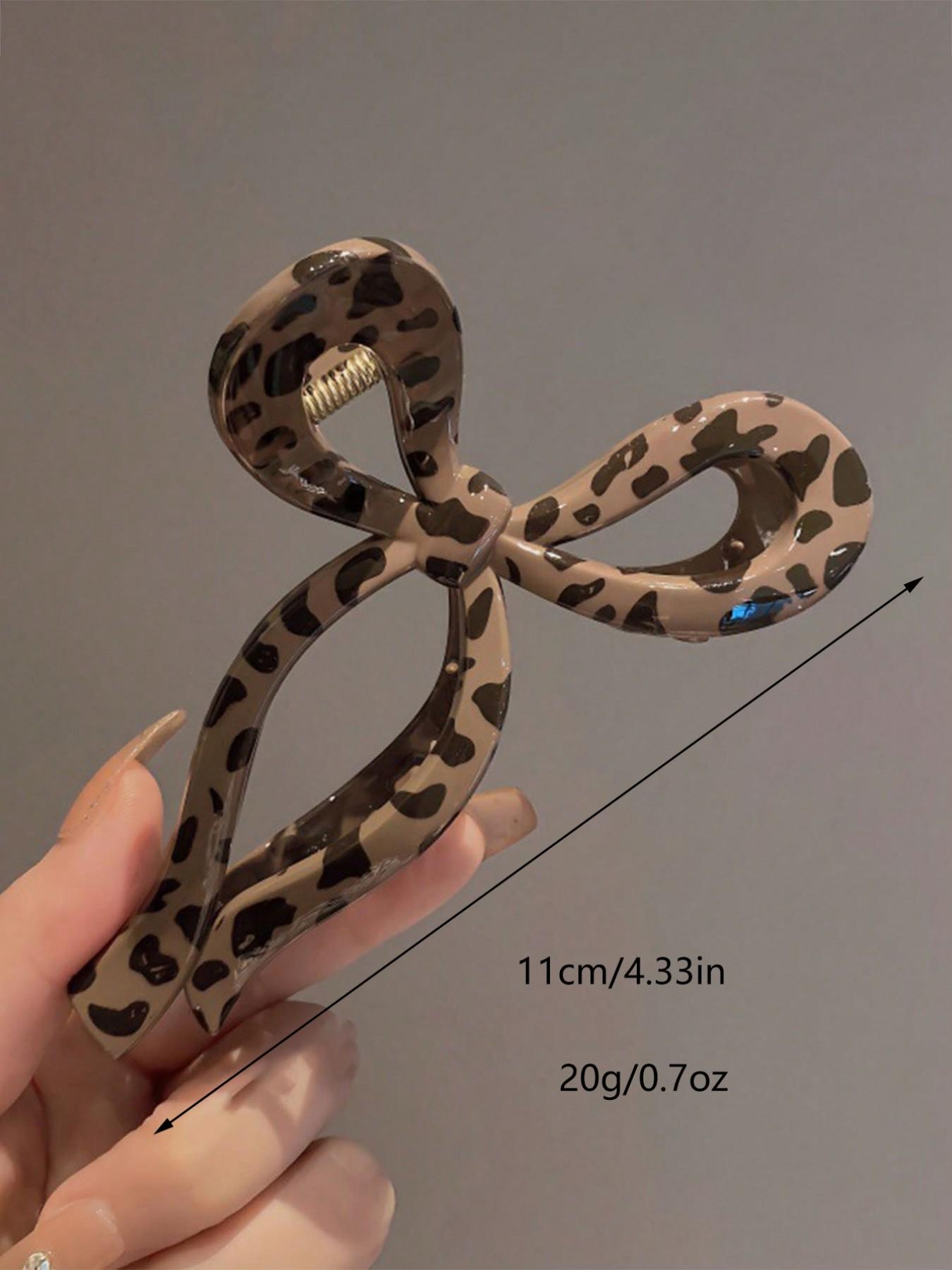 1pc Leopard Print Bow Claw Clip, Large Size Hair Clip For Women With Thick Hair Claw, Hair Accessory, Birthday Gift, Stocking Stuffers, Stocking Fillers, Gifts, Hair Clips For Thick Hair