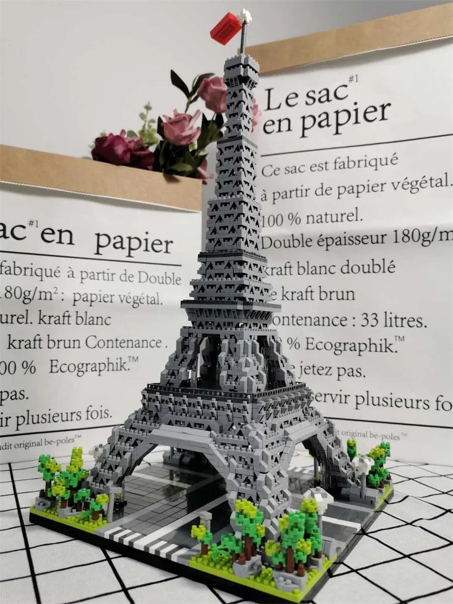 Architecture LEZI Mini Blocks World Creative Landmark Louvre Eiffel Tower Pisa Building Small Bricks Toy for Kids Gift 8002
