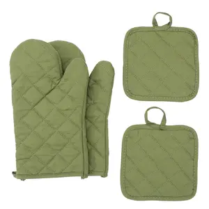 Heat insulation gloves four-piece set of high temperature resistant solid color microwave oven oven gloves kitchen baking anti-scalding gloves