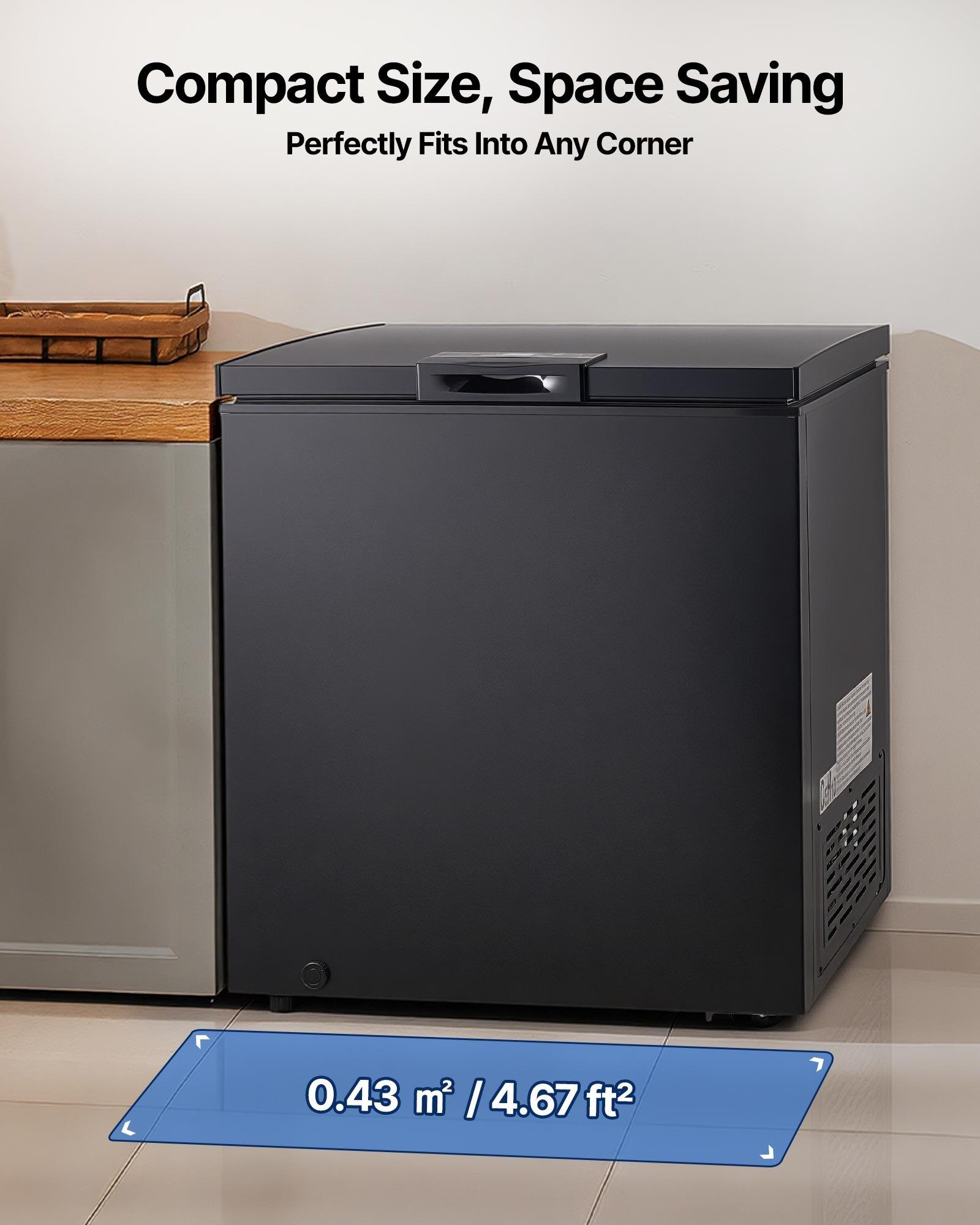Chest Freezer, 5 Cu. ft Compact Deep Freezer, Free Standing Top Open Door Chest Freezers with 2 Removable Baskets Adjustable Thermostat - Energy Saving, Low Noise Garage Ready, Black