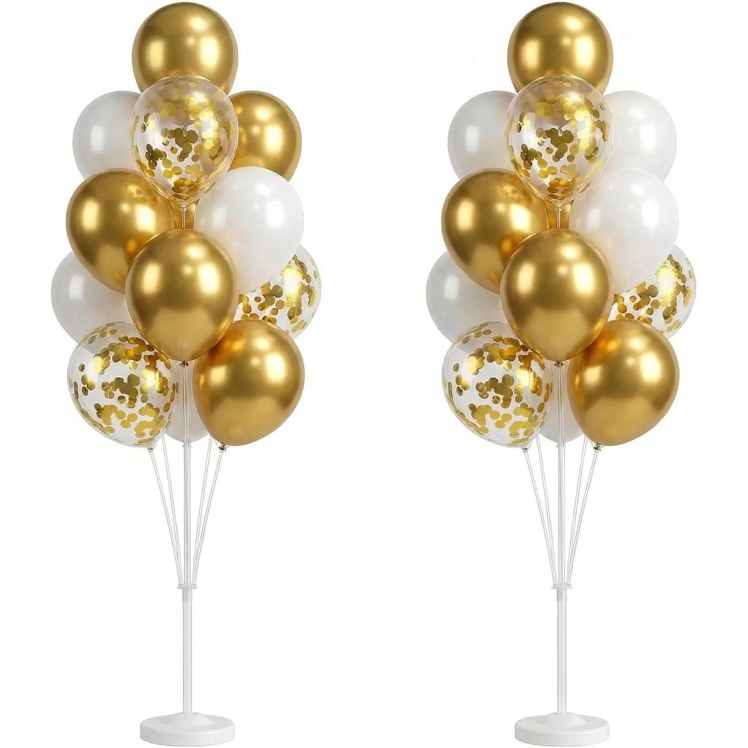Balloon Column Kit-Set of 2 with Gold Balloons-5FT Balloon Stand Sticks with Base&Pole,Balloon Pillar Decoration for Anniversary Birthday,Baby Shower,Wedding,Bachelorette