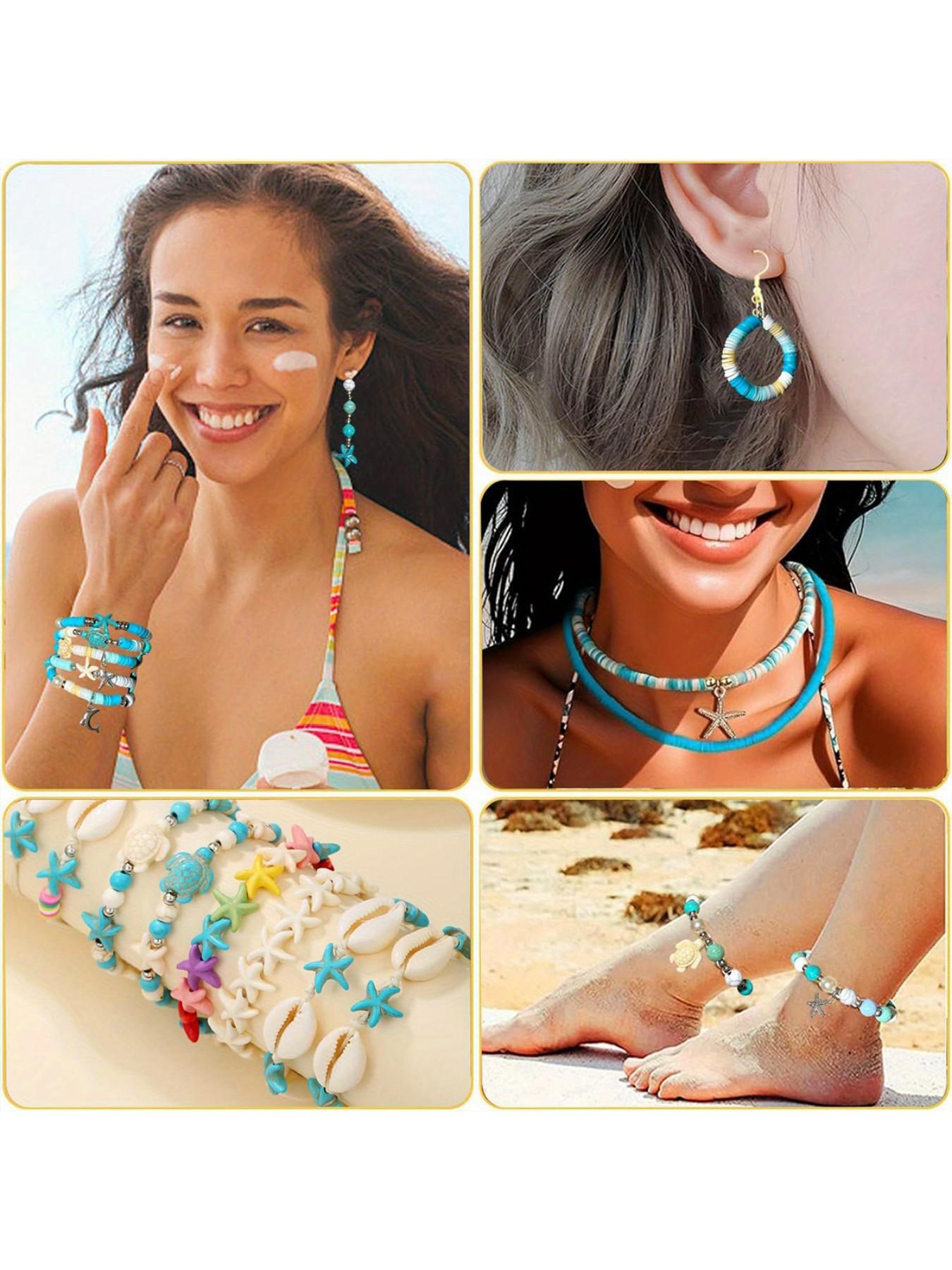 1860pcs Ocean Bead Craft Kit, Sea Turtle Starfish Design, Ideal for Bracelets, Jewelry, Keychains, Summer DIY Crafts