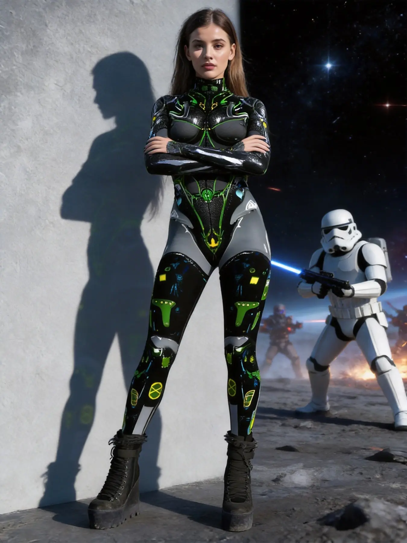 Women's Futuristic Cosplay Bodysuit, Sexy Night Glow Stage, Cyberpunk Style, Halloween Party Costume, Unique Role Play Dress