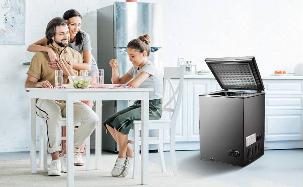Antarctic Star 3.5 Cu.ft Chest Freezer 6.8℉to -4℉ Removable Basket Free Standing Top open Door Compact Freezer with Adjustable Temperature Defrost Water Drain/Power Saving.