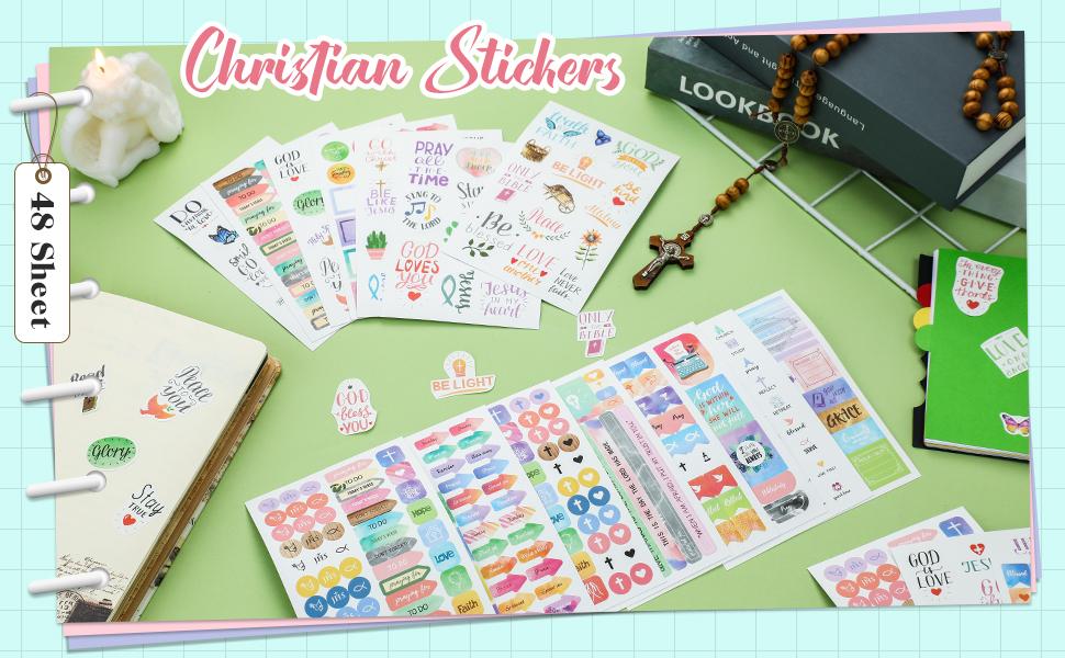Christmas Gift Christian Stickers with Bible Verse Motivational Quotes Stickers Inspirational Sticker Aesthetic Annotation Kit DIY Creative Planner Stickers Motivation Scripture Sticker Scrapbook Stickers for Journaling, Springtok Gift
