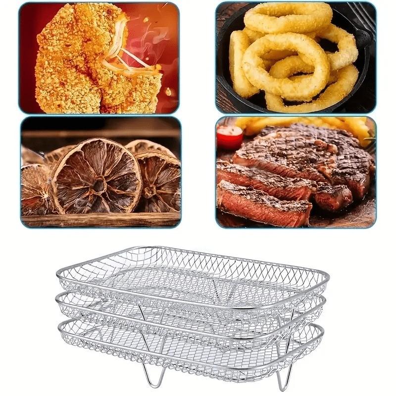 Stackable Rack Basket, 304 Stainless Steel Air Fryer Rack, Durable, Portable, Ideal for Chicken Wings & Toast, Perfect for Outdoor Cooking & Camping