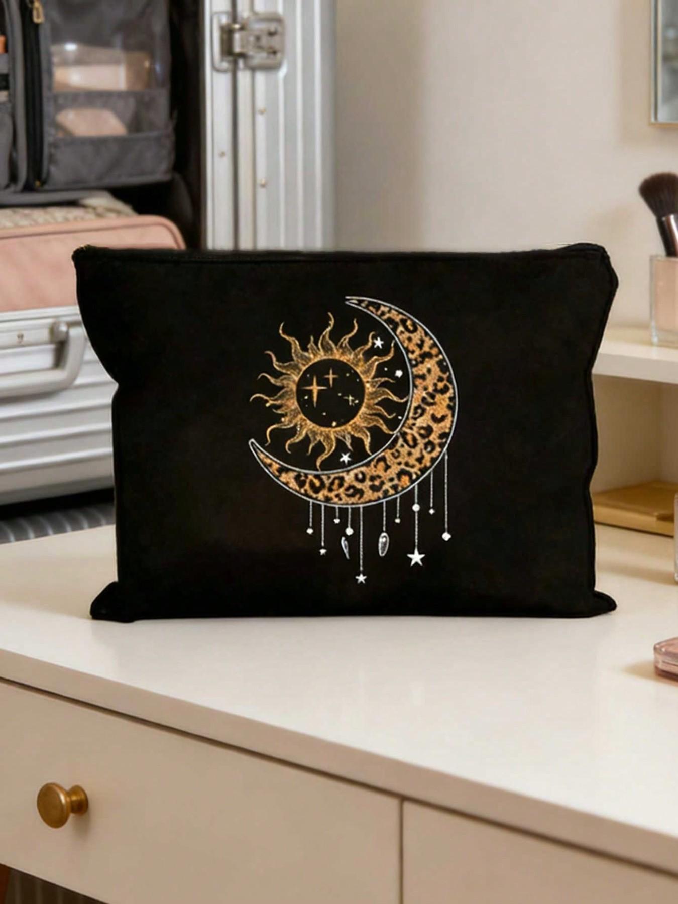 Ramadan Makeup Bag - Eid Gift, Multi-color Non-woven Storage Bag, Makeup Bag with Ramadan and Eid Patterns, Sun, Moon, and Star Designs, Foldable, Portable, and Durable Toiletry Bag