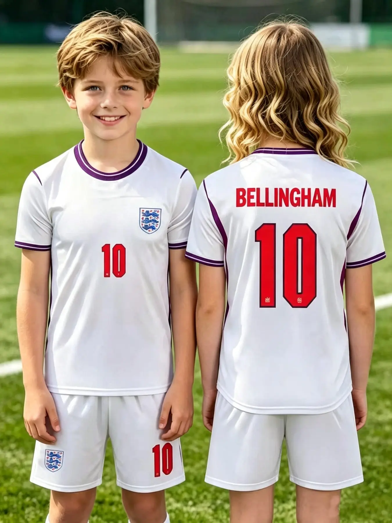 Football Set, England Bellingham 10, Unisex Quick-Dry, Short Sleeve Shorts, Training Jersey Two-Piece Set, Soccer Jersey Outfit