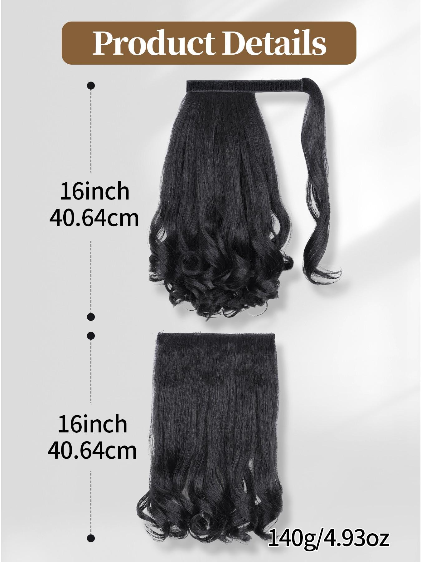 2 PCS Half Up Half Down Ponytail Extension Set  Fake Ponytail Soft Synthetic Hairpiece for Women Long Thick Clip in Hair Extensions Wavy Fuller High Wrap Around