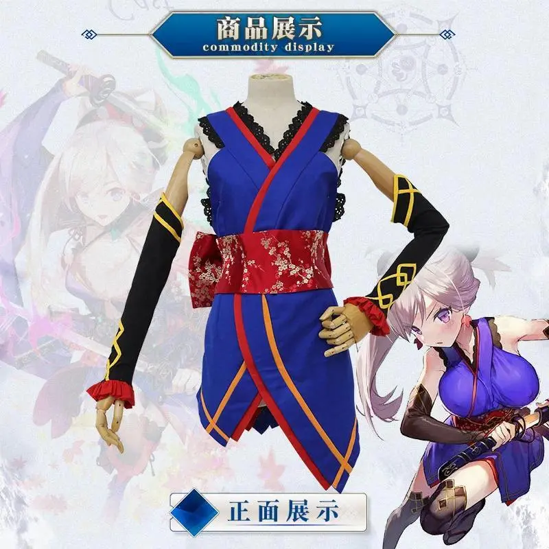 FGO Fate Grand Order Miyamoto Musashi Dress Yukata Uniform Outfit Anime Cosplay Costumes Halloween cosplay costume Wig and shoes