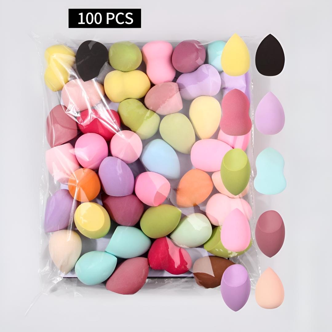 100 Pcs Multi-Color Makeup Sponge Set, Soft Cosmetic Sponges, Beauty Sponge, Skin-Friendly Material, Wet and Dry Use, Suitable for Foundation/loose Powder Application