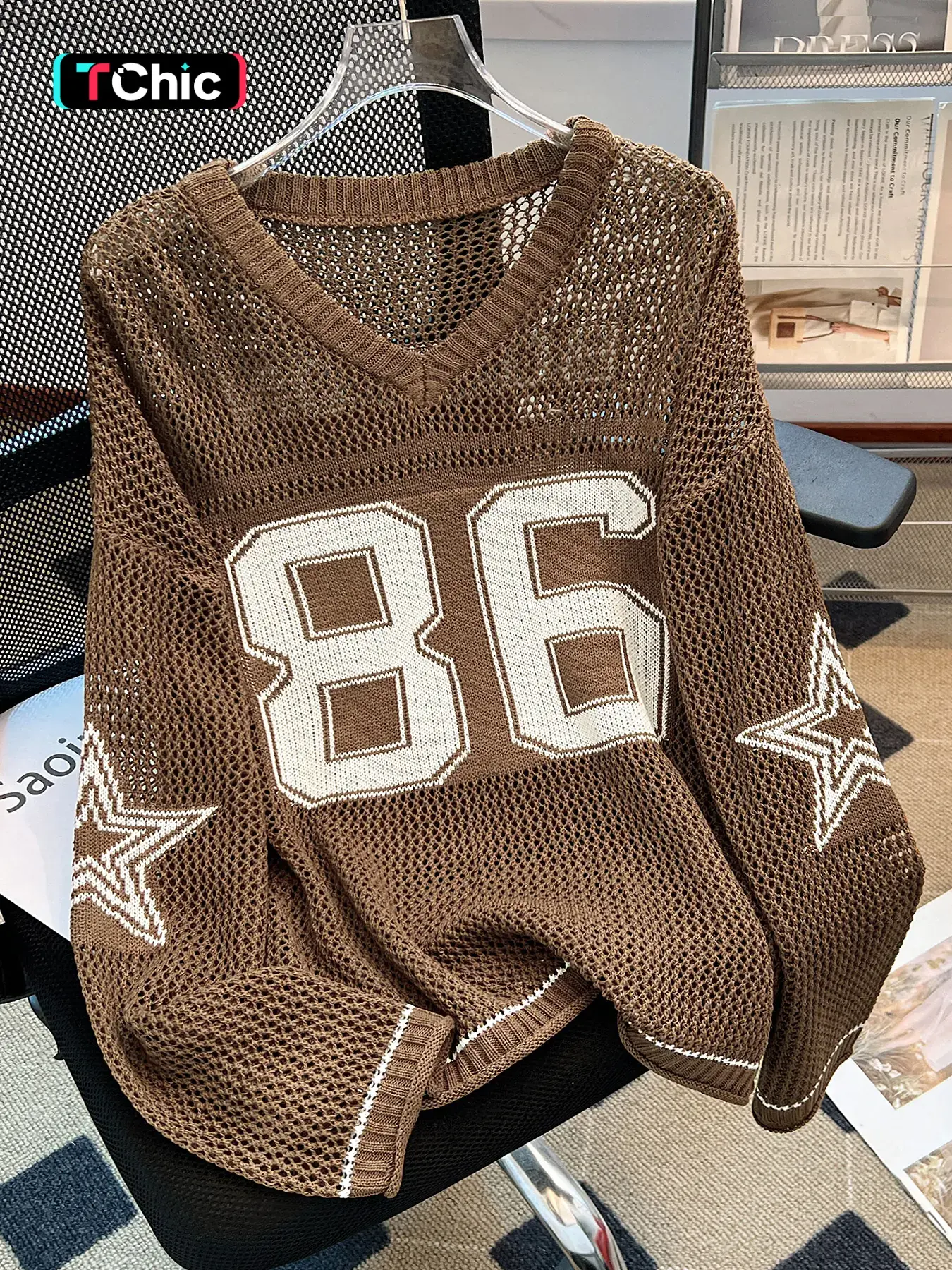 Women's Sweater, Casual Sporty Loose V Neck Long Sleeve Jumper for Summer, Fashion Women's Knitting Knitwear for Daily Wear, Fit Womenswear, Casual Comfy Pullover, Knit Pullover Tops