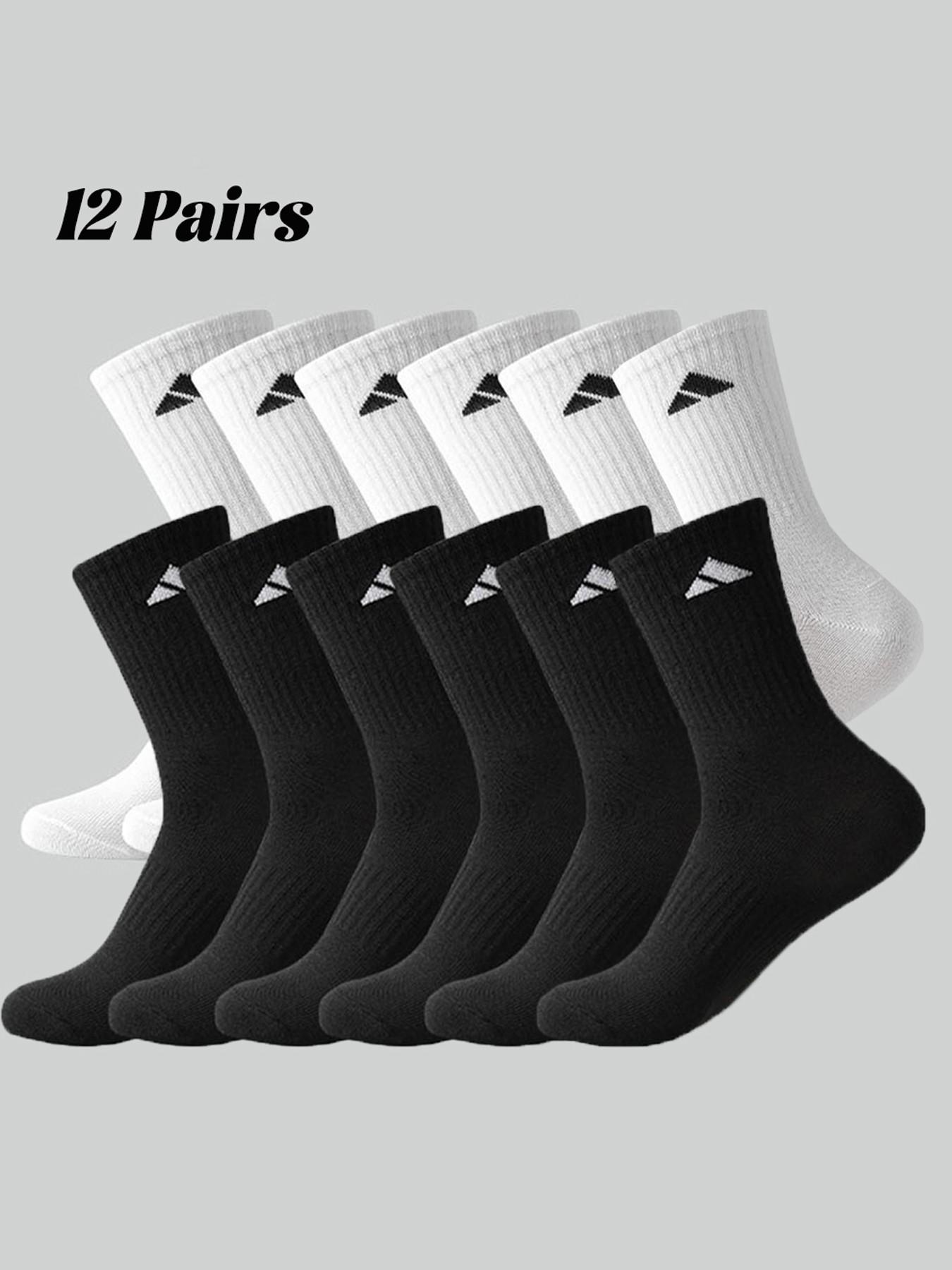 12 Pairs Men's Mid-Calf Sports Socks, Long Tube Running Socks, Unisex Couple, Moisture-Resistant, Breathable, Anti-Slip, Ideal for Hiking