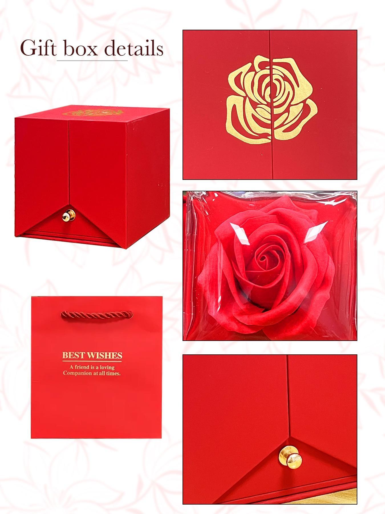 This rose jewelry gift box contains a heart-shaped rose mother's pendant necklace, a perfect gift for her/mother, aunt, grandmother, or wife on birthdays, Mother's Day, Valentine's Day, Women's Day, and Christmas.