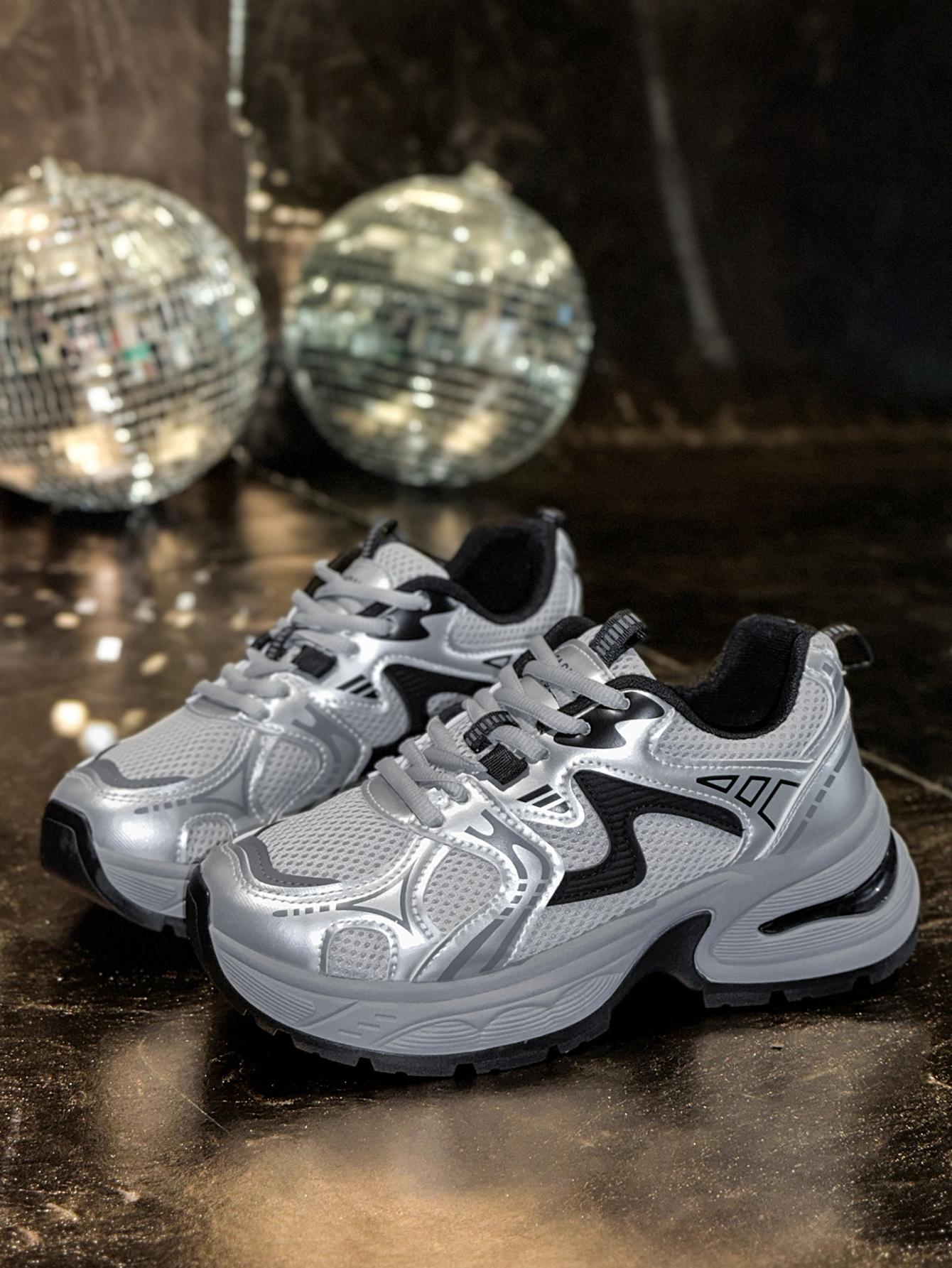 New Women's Chunky Sole Sports Shoes, Casual Dad Sneakers, Thick Soled Sneakers, Lace Up Sneakers, Thick Sole Sneaker, Athletic Shoes, Casual Athletic Trainers, Women's Fashionable Comfortable Breathable Shoes for All Seasons, Sneaker Footwear