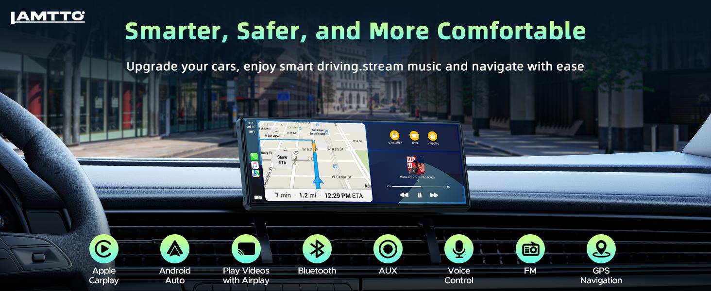 【SpringGlowUp】LAMTTO 9.26-Inch Wireless CarPlay Screen — Compatible with Apple CarPlay and Android Auto, Supports GPS Navigation, AirPlay, and Touchscreen Dashboard for In-Car Navigation and Entertainment