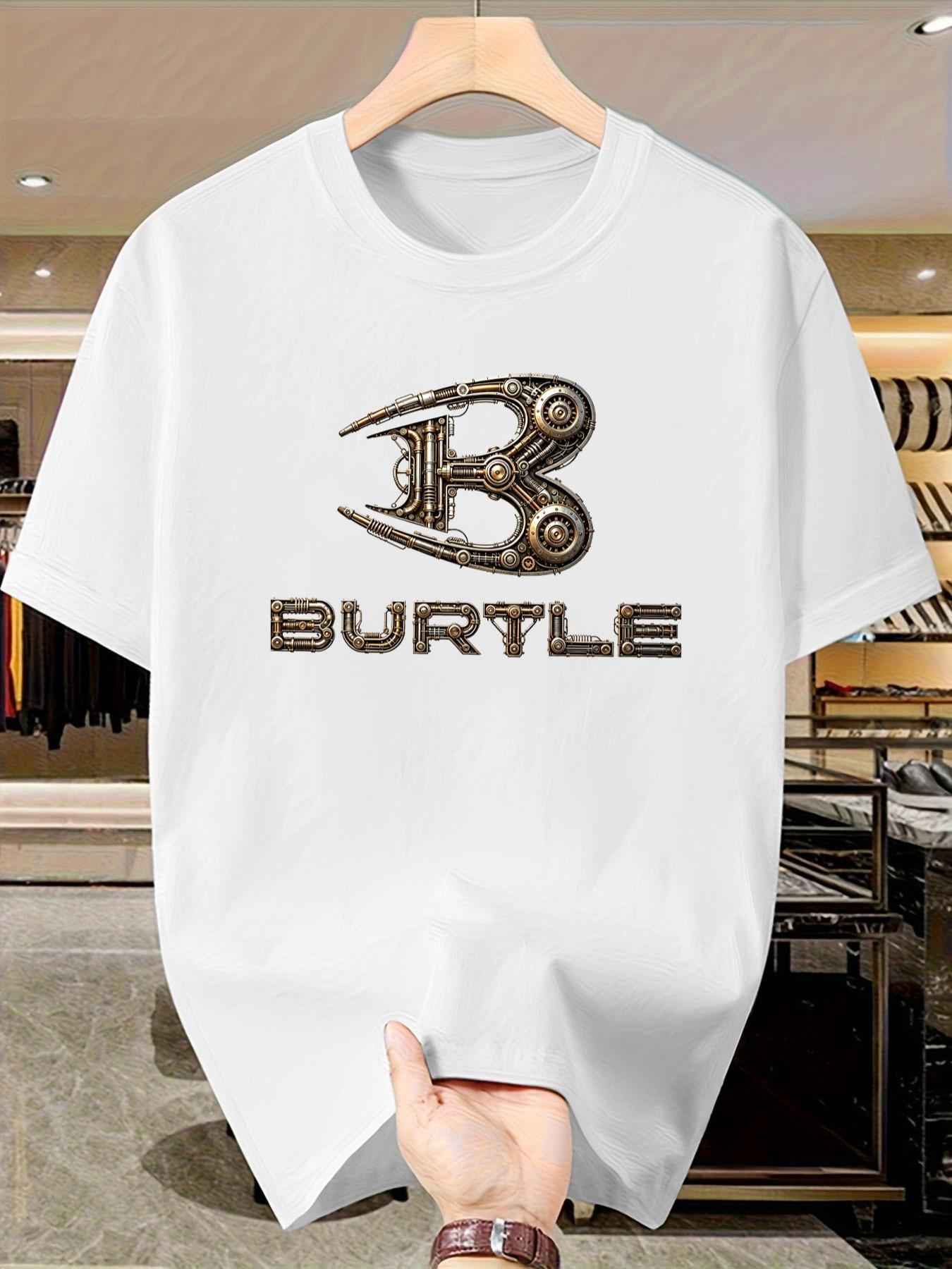 Bur Turtle Men's Steam Punk Mechanical Pattern T-Shirt, Short Sleeve Slim Fit Casual Top, Unique Design for Daily Wear