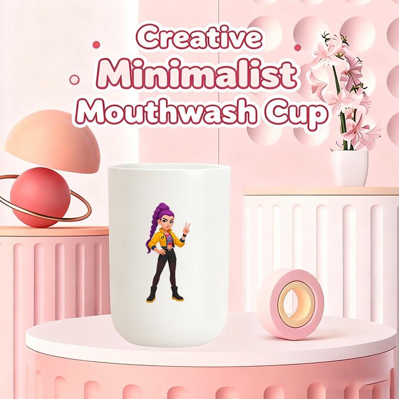 1pc mouthwash cup, cartoon pattern printing, durable bathroom toothbrush cup, wash cup, toothbrush holder, bathroom storage, bathroom water cup, brushing cup, Christmas Valentine's Day gift for students back to school (only cups are sold)