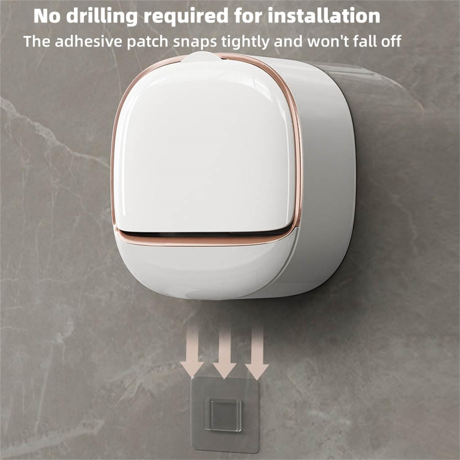 Soap Dish with Drainage Box, Wall Mounted Soap Holder for Shower, Keep Soap Bars Dry, Waterproof Soap Box with Flip Lid for Shower, Punch Free Soap Bar Holder, Drain Tray