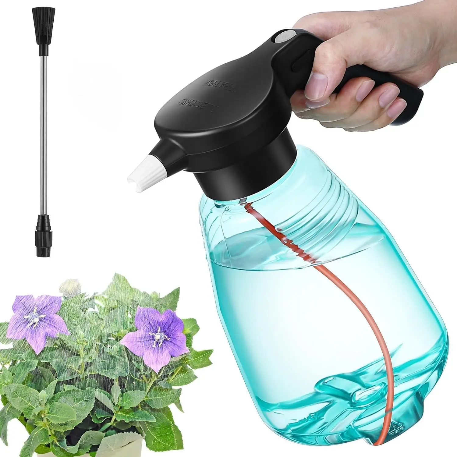 Electric Spray Bottle Plant Mister for Indoor Outdoor Plants, 0.5 Gallon Automatic Watering Can Rechargeable Battery Powered Sprayer with Adjustable Spout for Gardening, Cleaning(Green Style)