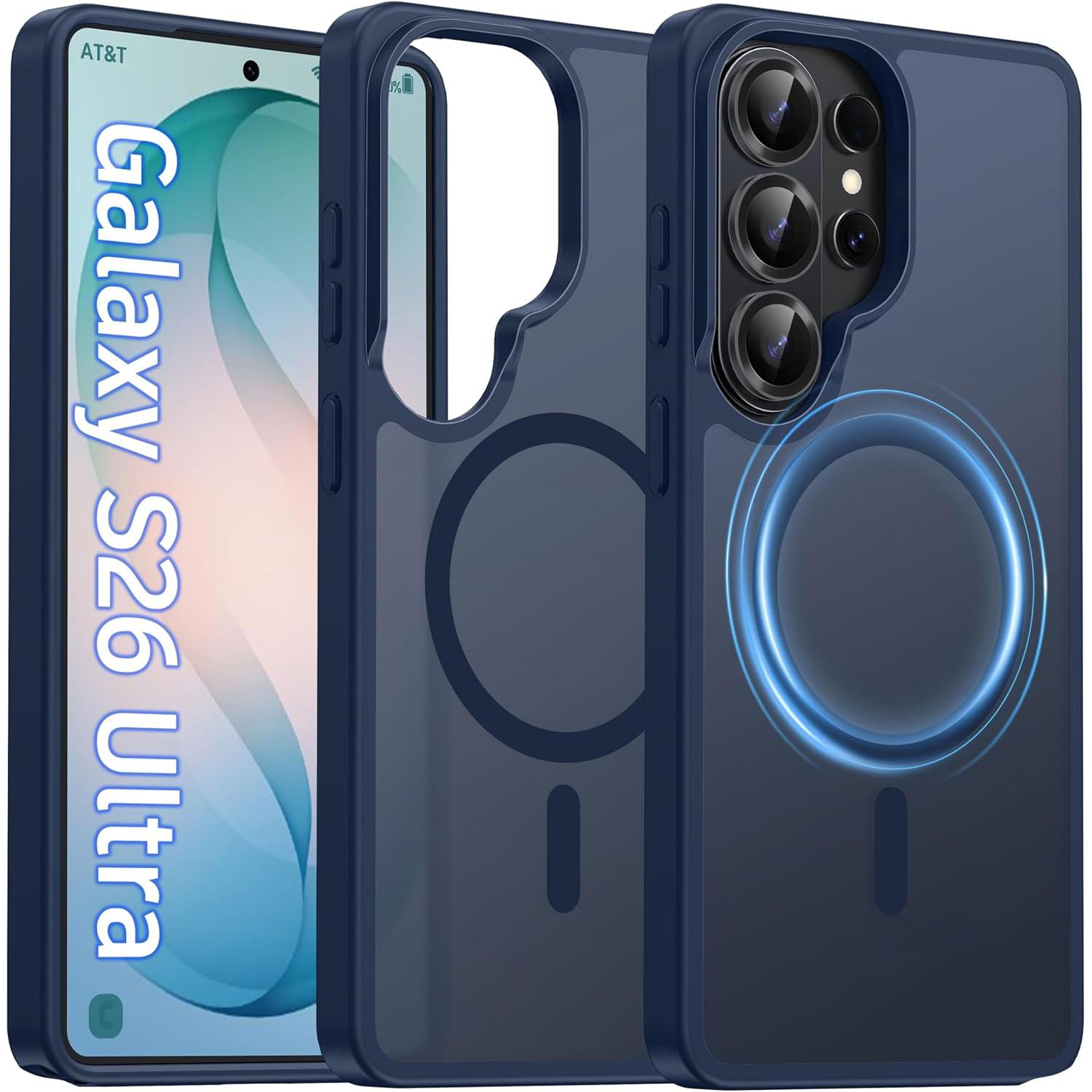 Magnetic for Samsung Galaxy S26 Ultra S25 Ultra S24 Ultra S23 Ultra S22 Ultra S25FE S26 Plus Case Matte, S26 Ultra Phone Case Compatible with MagSafe Frosted Translucent Shockproof Anti-Scratch Slim Fit Case Military Grade Protection (Black)