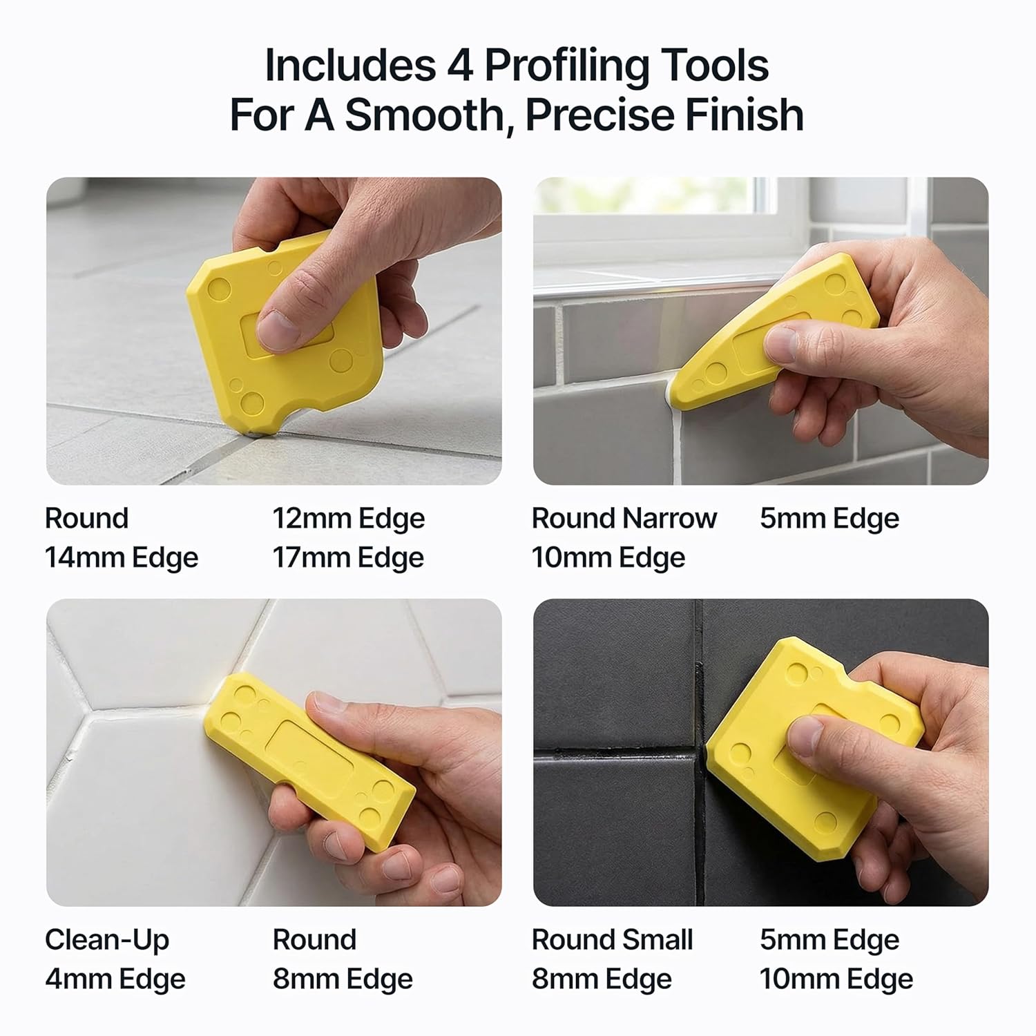 Bright White Grout Reviver Kit | Ready Mixed Grout Repair 400g / 210ml with 4 count Profiling Tool Kit | Wall & Floor Tile Adhesive, Kitchen Bathroom Shower,  Drying