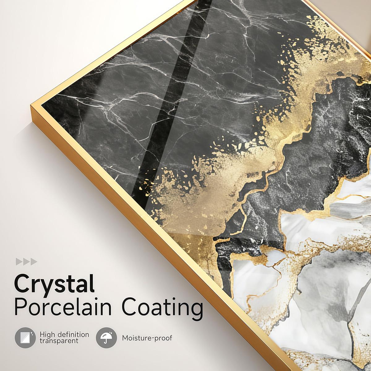 3 Counts Aluminum Alloy Framed Painting, Abstract Black Gold Marble Texture Pictures, Home Decoration For Living Room, Bedroom, Office, Restaurant, Hallway Wall Decor, Odorless Print Artwork, Luxury Perfect Gift For Friends And Family