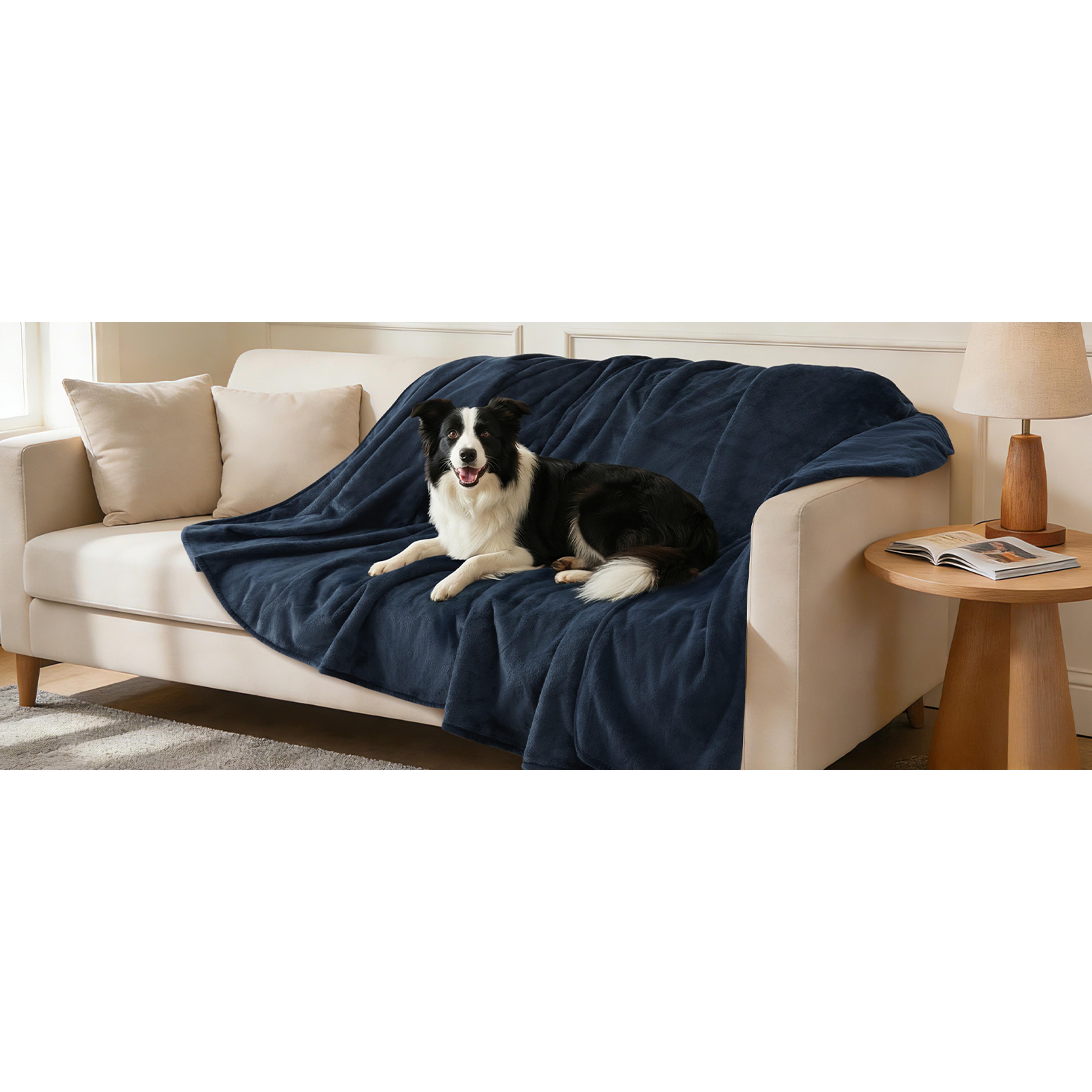 Waterproof Throw Blanket for Couch: Reversible Leakproof Couch Blanket 40" x 60", Soft Flannel & Coral Fleece Bed Blanket Stain-Proof for Sofa Cover, Pet Accidents, Travel, Grey